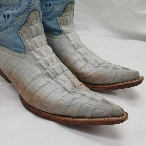 COPY - Old Corral Caiman and Leather Cowboy Boots Men's Size ~8 Women's Size ~9 - Picture 11 of 13